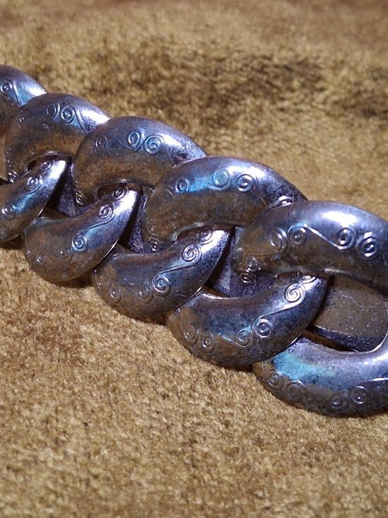 Vintage Barrette Hair Clip Silver Tone Circle Link Spiral Korea 3.5" - Picture 3 of 15